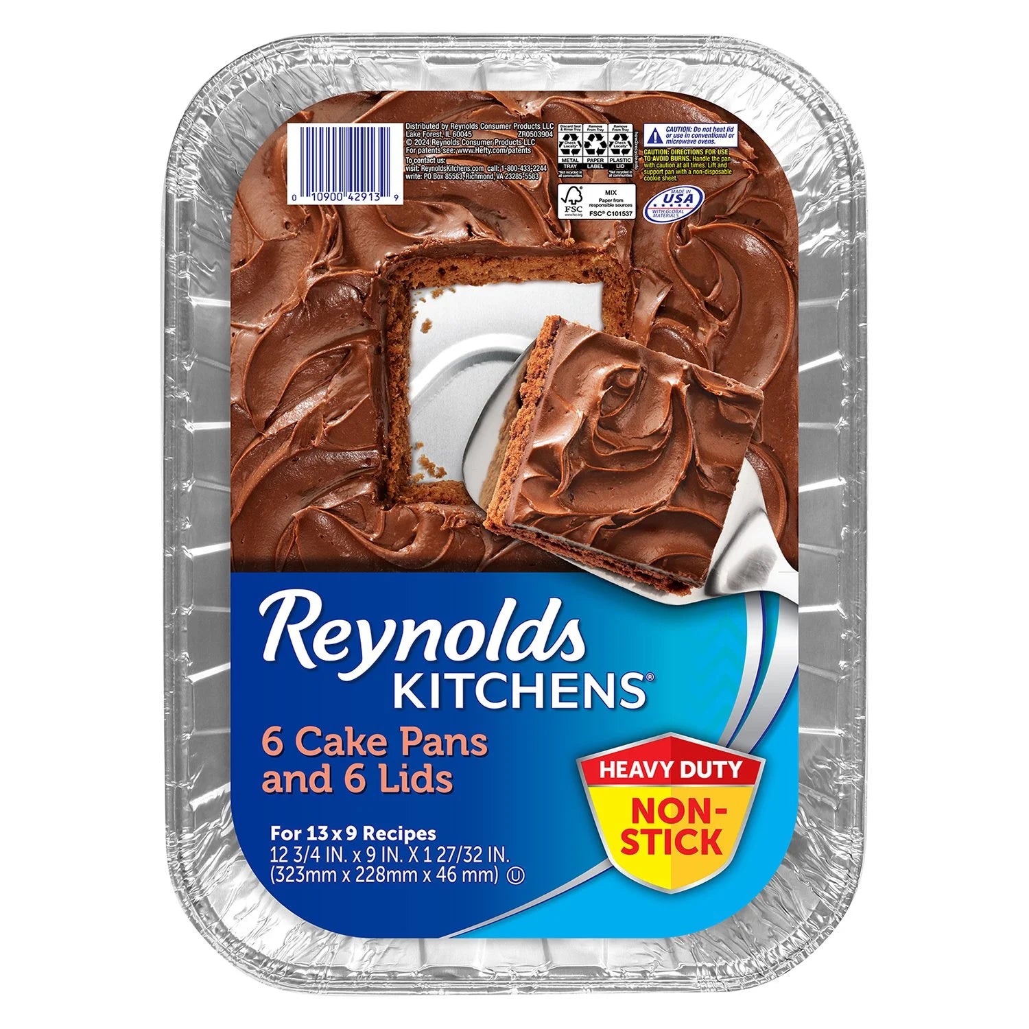 Reynolds Kitchens 13" x 9" Aluminum Cake Pans with Lids, 6 ct. - Bellso